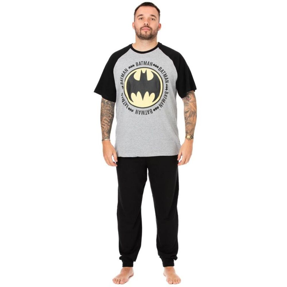 Batman Mens Logo Long Pyjama Set / Gray/Black